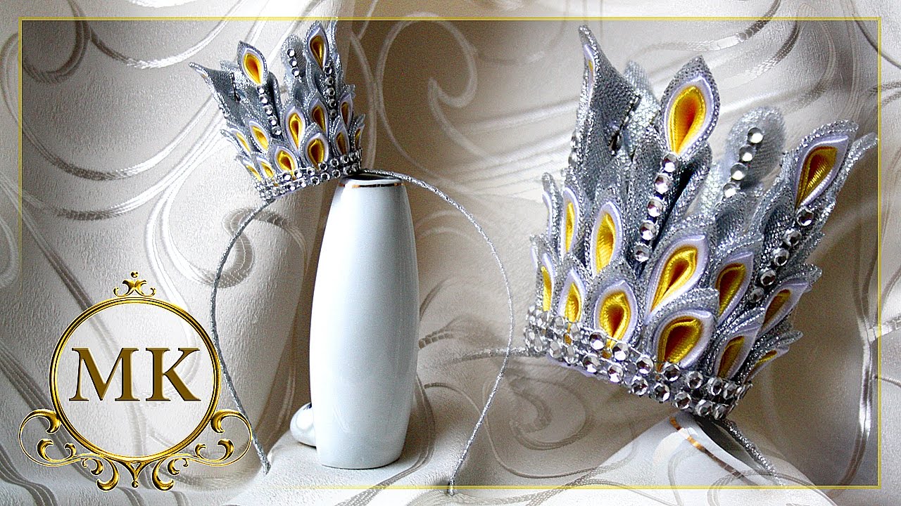 Новогодняя корона. Канзаши. Мастер-класс / D.I.Y. Christmas crown. Kanzashi.