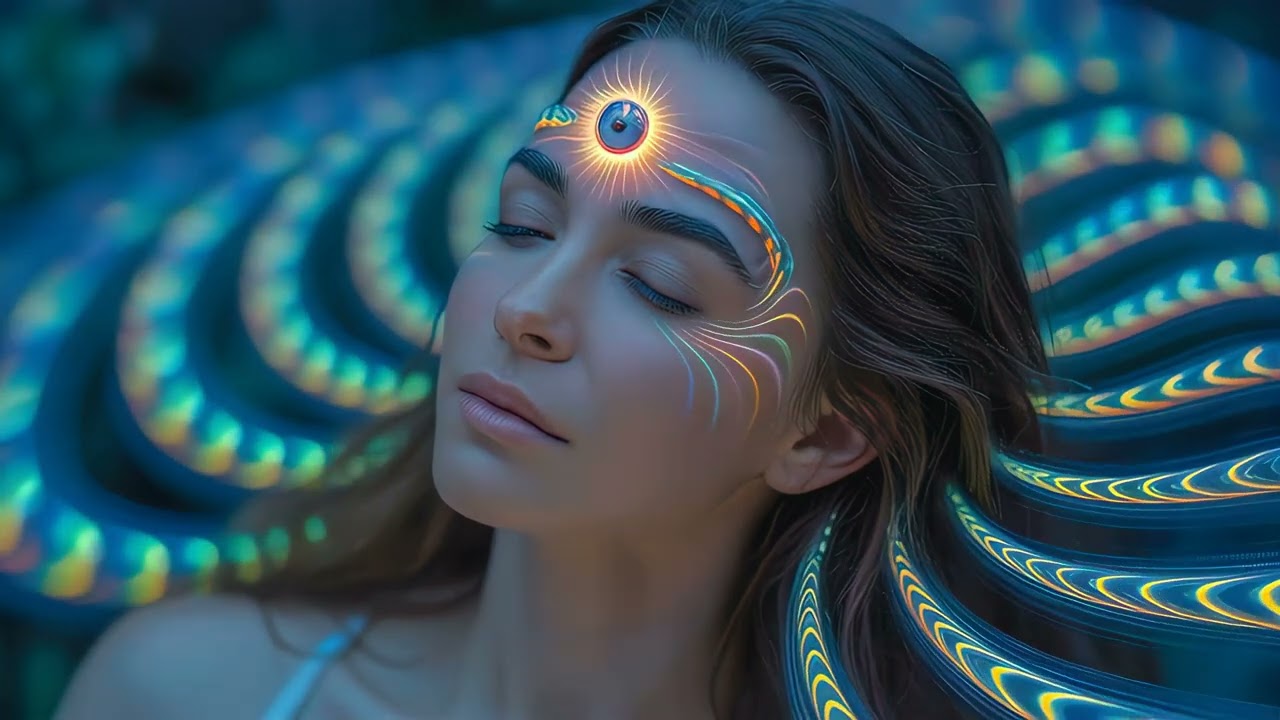 10 hours mystical woman third eye golden blue spiral vj loop screensaver windows 11 4k uhd 6...