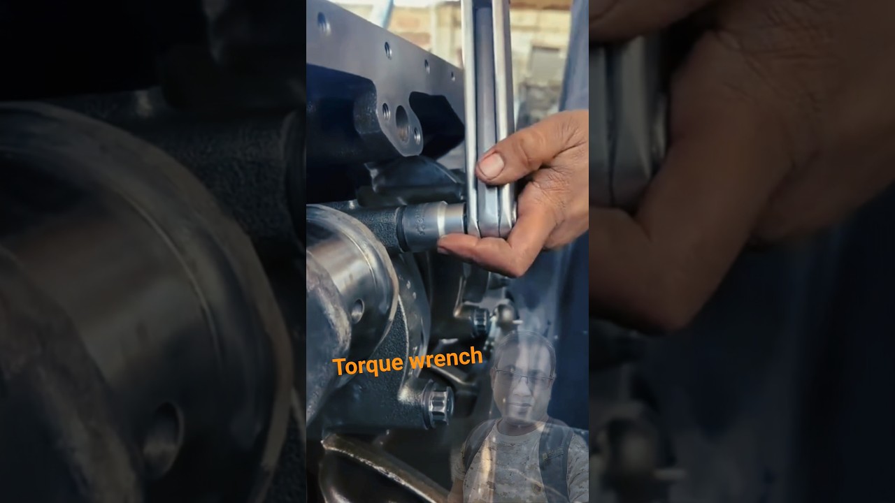 Engine bolt adjust with torque wrench #technical #machine #education #torquewrench