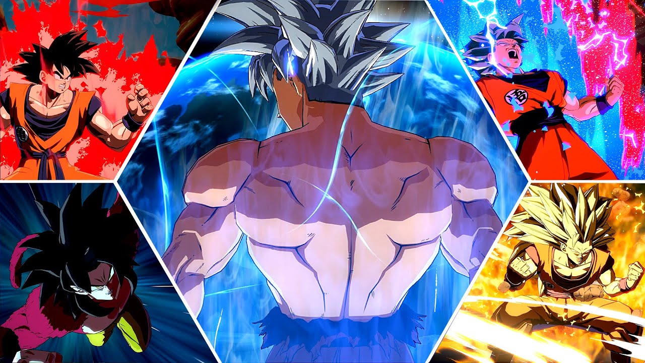 All Goku Forms, Intro, Outro and Super Attacks - Dragon Ball FighterZ