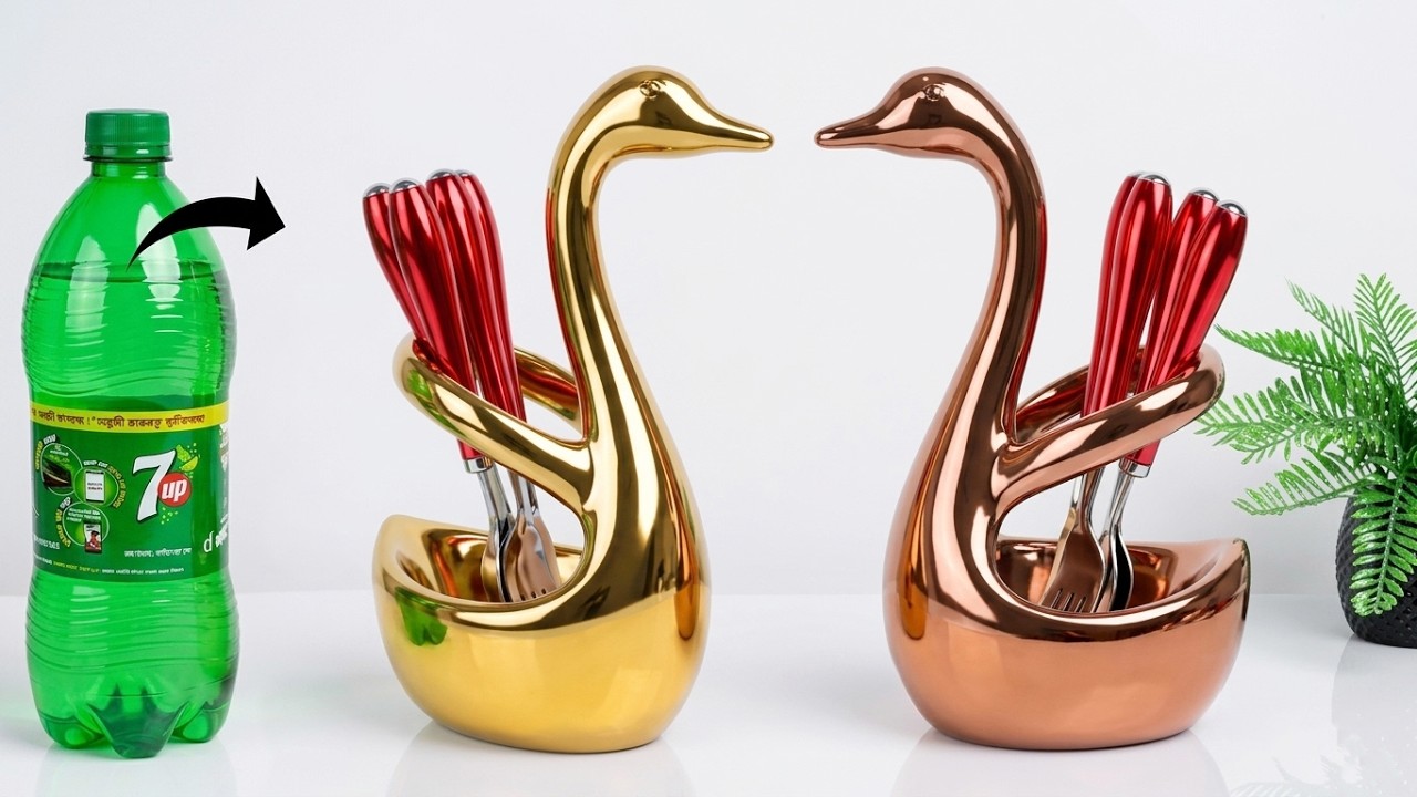 Swan shape spoon holder Showpiece making at home || Gift item showpiece making