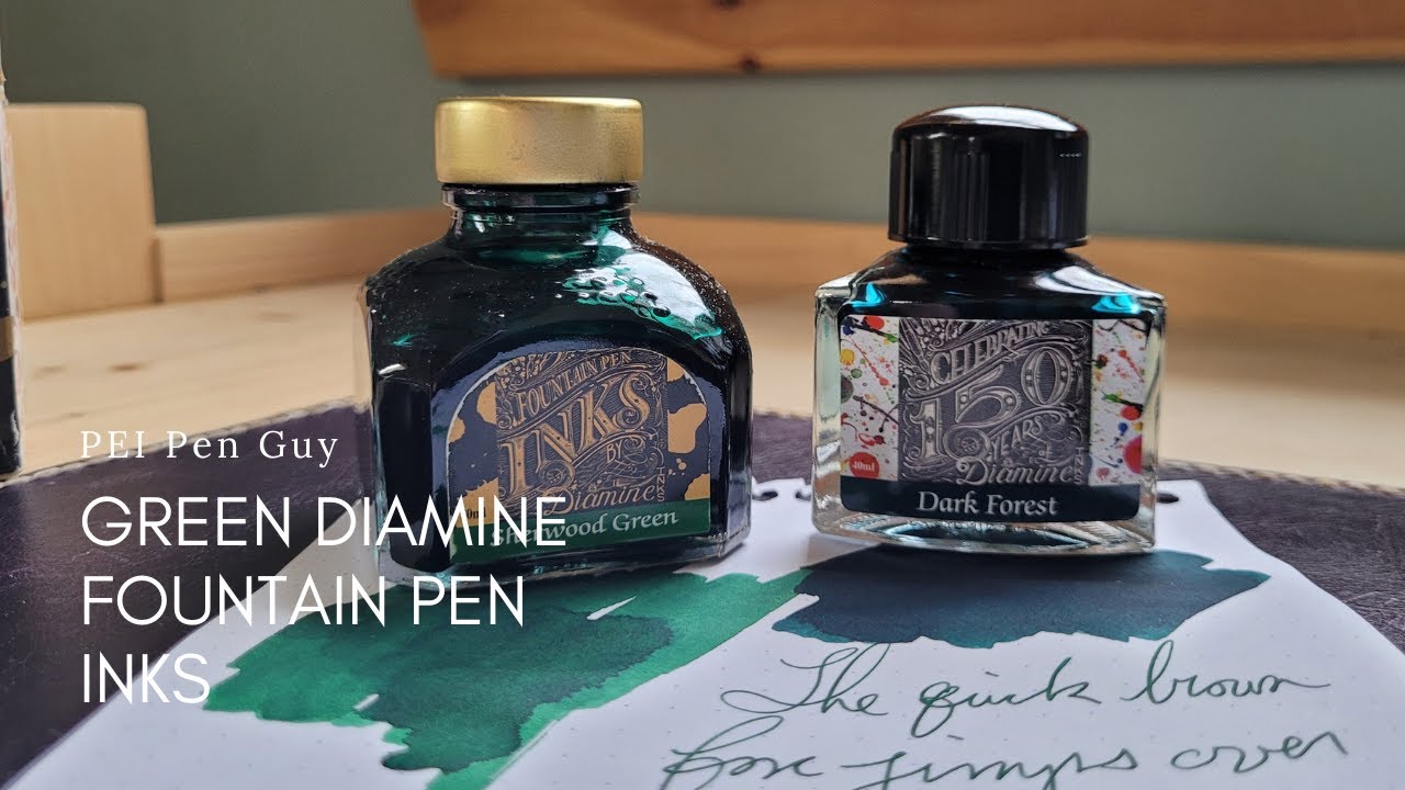 Чернила для перьевых ручек Green Diamine. Цвета: Sherwood Green и Dark Forest.