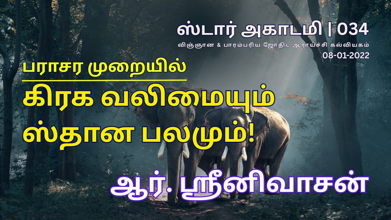 034 STAR ACADEMY| பராசர முறையில் கிரக வலிமையும் ஸ்தான பலமும்! | ஆர். ஸ்ரீனிவாசன்
