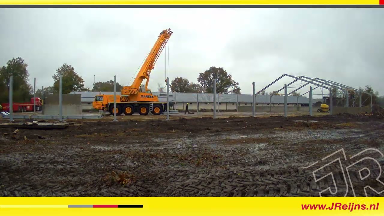 Montage staalconstructie & betonpanelen - Rijhal Timmermans Baarle-Nassau // Reijns Staalconstructie