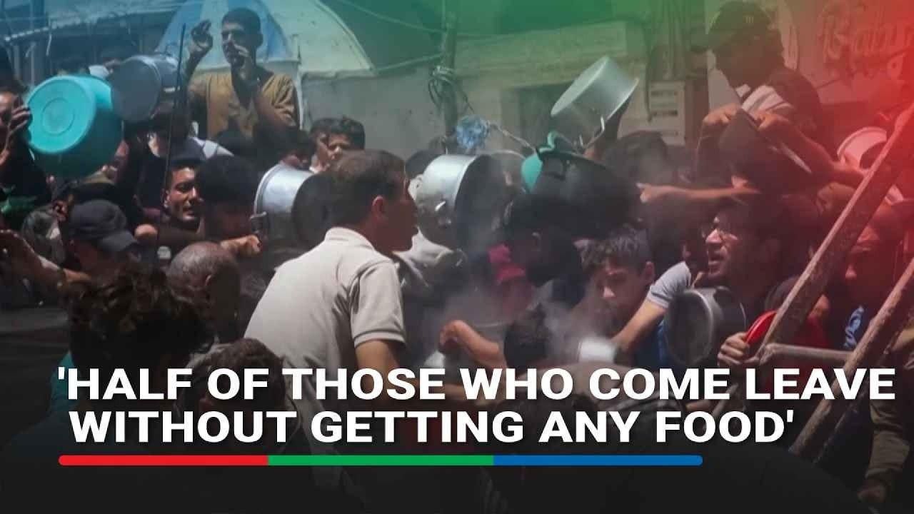 Starving Gaza children queue for hours for food, as pressure mounts on Israel | ABS-CBN News