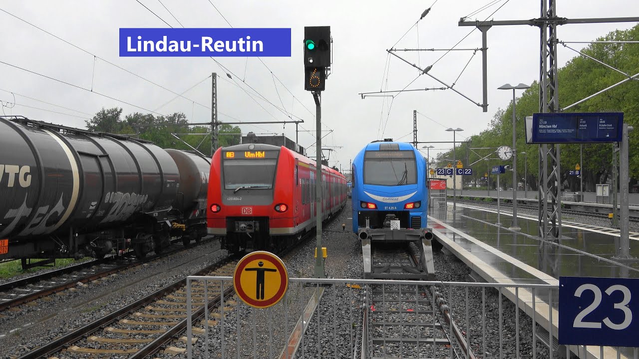 🌧️Lindau-Reutin:😎Wenn man den Bahnhof doppelt sieht, Gleisänderungen, Gratisdusche am🚿Bahnsteig