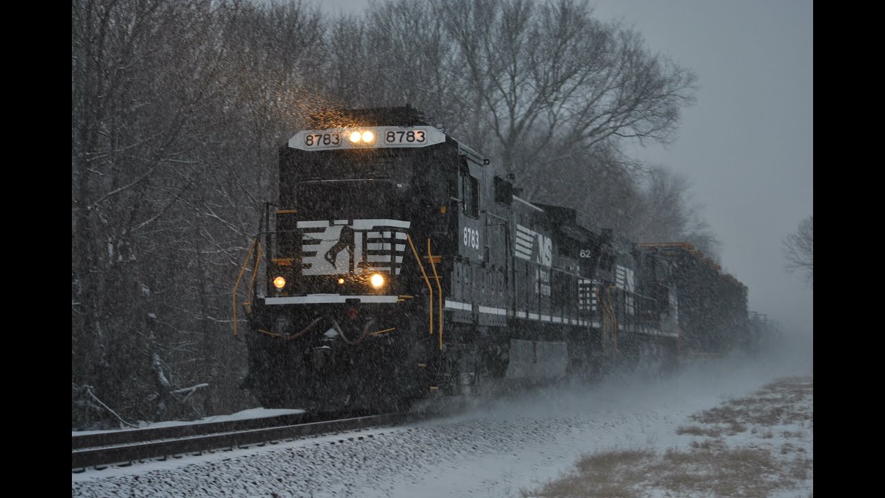 HD: NS and CSX Trains In Fresh Snow