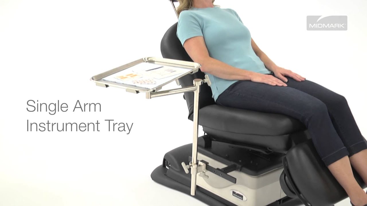 Midmark 641 Barrier-Free&reg; Power Procedures Chair - IV Pole and Instrument Tray