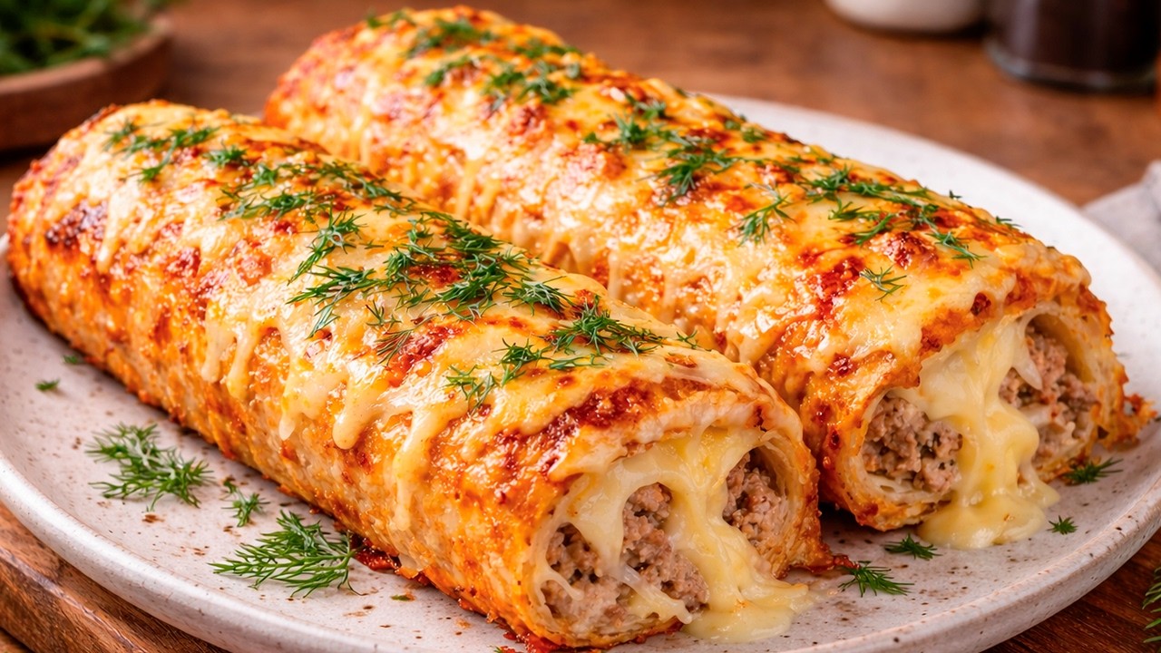 Картофельная рулет с фаршем и сыром! Это блюдо сразу же порадует всех гостей!