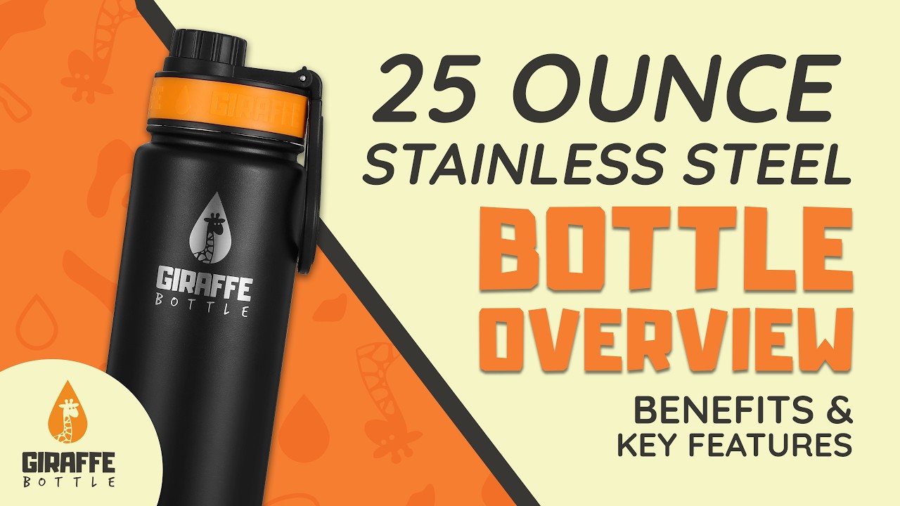 The Best Hands-Free Compatible Bottle? 25 oz Stainless Steel Giraffe Bottle Overview 🦒