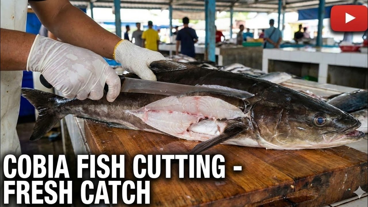 Amazing Cobia Fish Cutting Skills! 🔪 Giant Fresh Catch