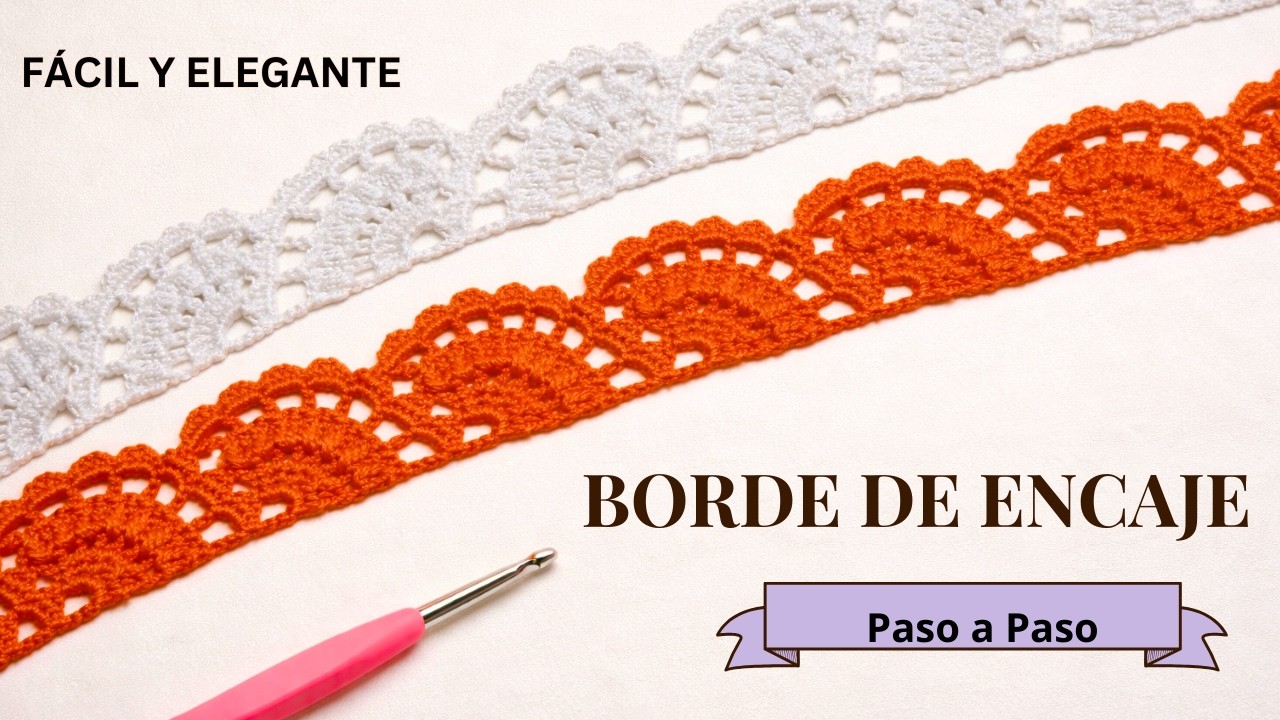 BORDE DE ENCAJE TEJIDO A CROCHET - Paso a Paso#Video-Tuturial