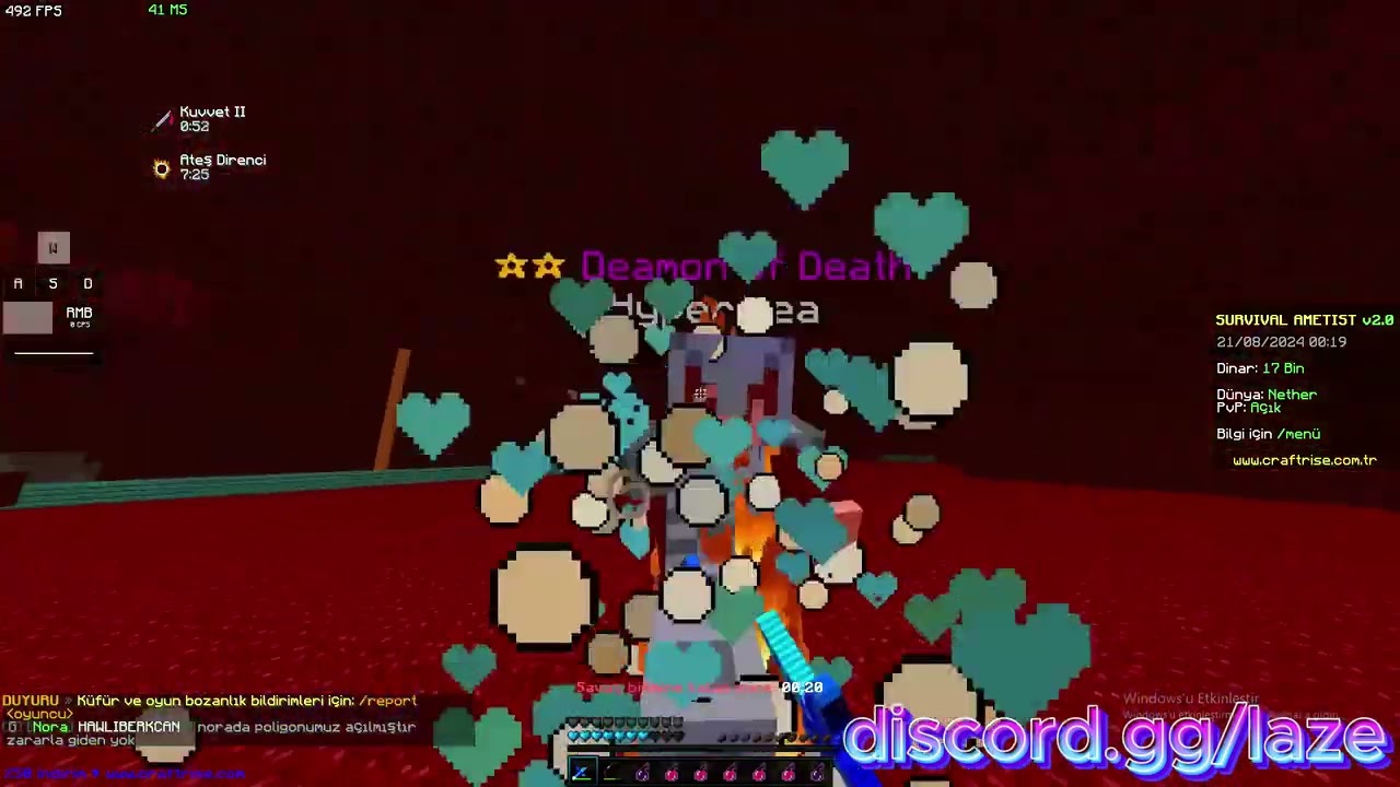 Craft Rise/Ametist PvP/Prim Vermeme PvP/Nether/Artemis/Düello/Babayım