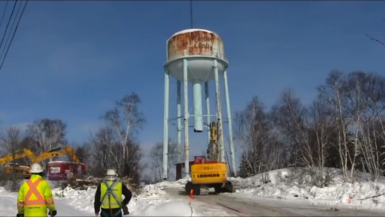 Water tower collasping with music