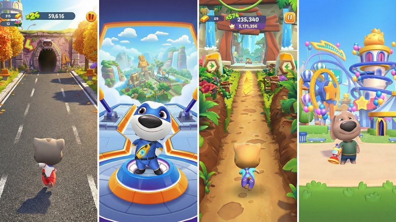 Talking Tom Gold Run,Talking Tom Hero Dash,Talking Tom Time Rush,Talking Tom Blast Park