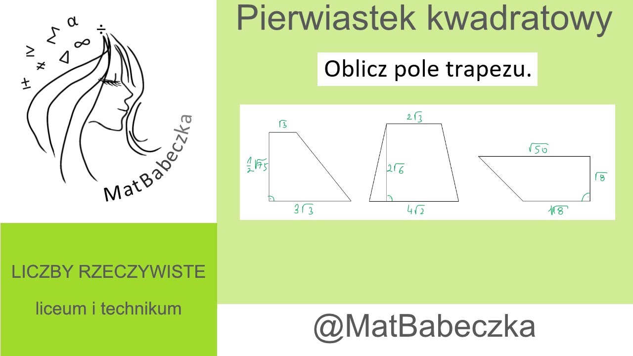 1.5.12 Oblicz pole trapezu. Mamy 3 trapezy o podanych niektórych wymiarach.