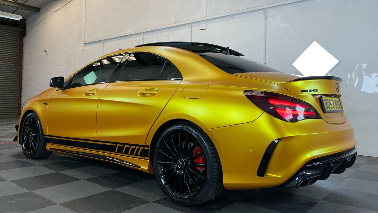 MERCEDES CLA45 AMG WRAPPED IN  AVERY SATIN ENERGETIC YELLOW