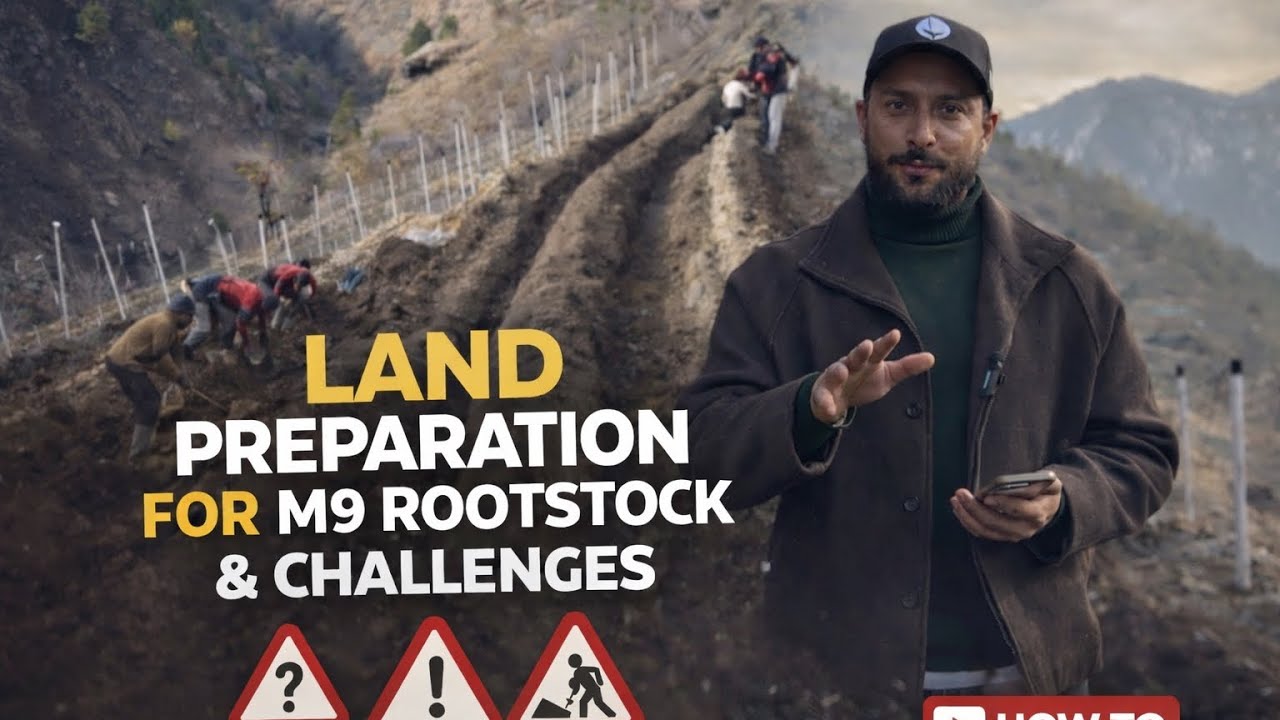 Land preparation for M9 Rootstock,  pruning and practices. 