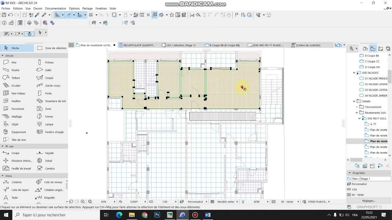 ARCHICAD, REVETEMENTS SOL ET QUANTITATIF