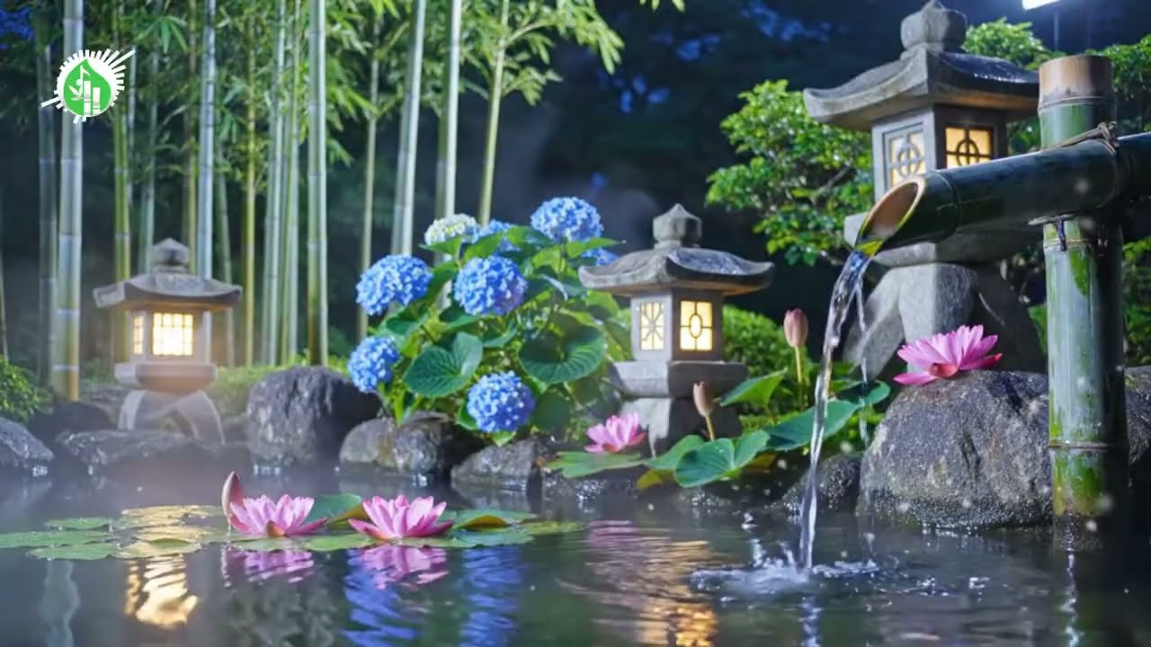 Deep Sleep Music 🌙🌧️ Sleep Sounds for Quiet Sleep Bamboo Water Night Rain