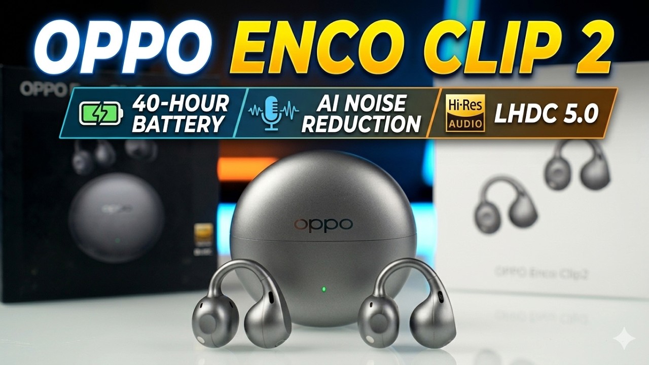 Słuchawki douszne OPPO Enco Clip 2 z redukcją szum&oacute;w AI, bateria wystarczająca na 40 godzin, rece...