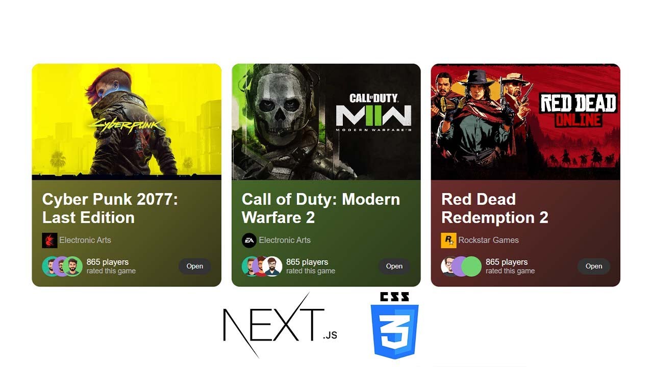 Gaming card design using Next js 15 | Next js website tutorial | Next js for beginners