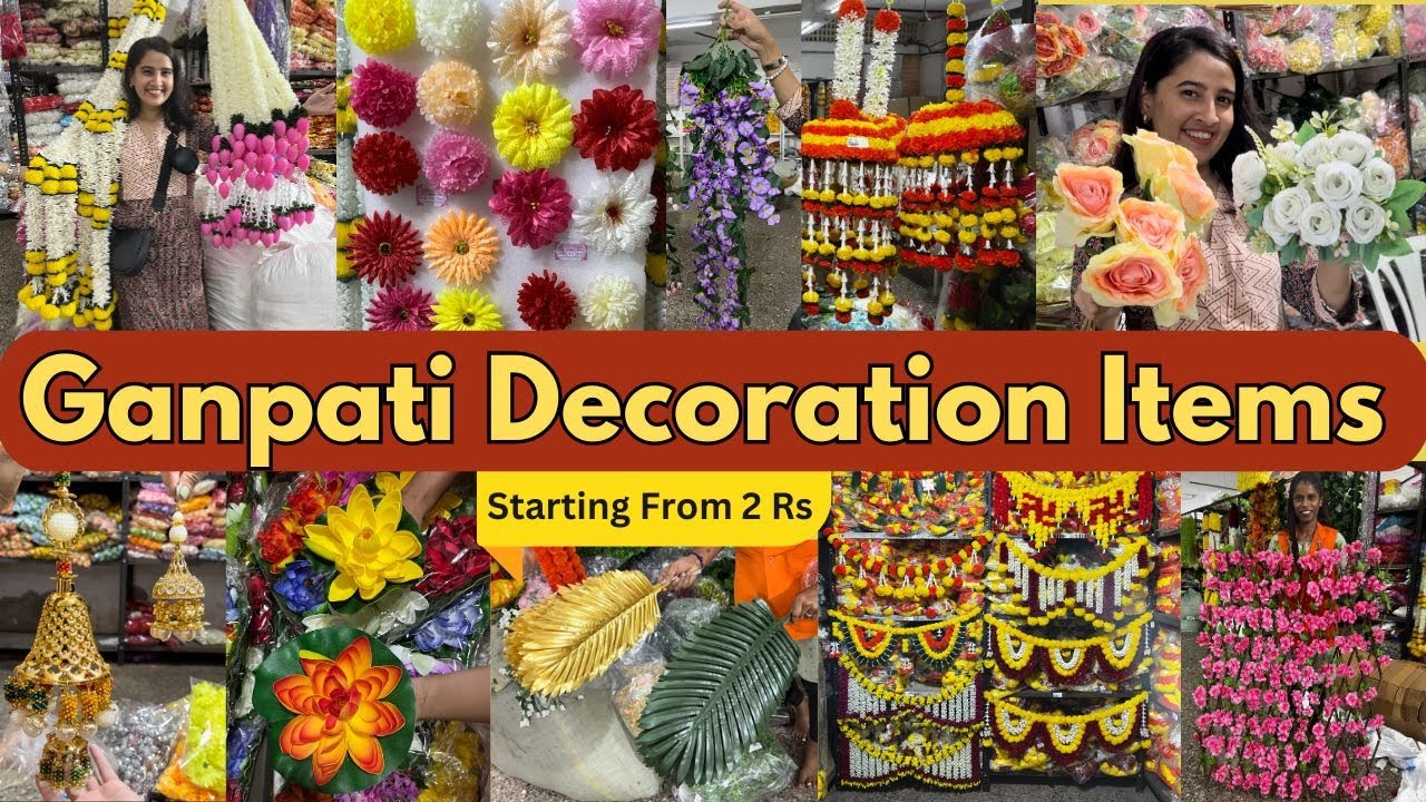 Ganpati Decoration Ideas | Artificial Flowers Starts From 2 Rs | Decoration Items Wholesale Market