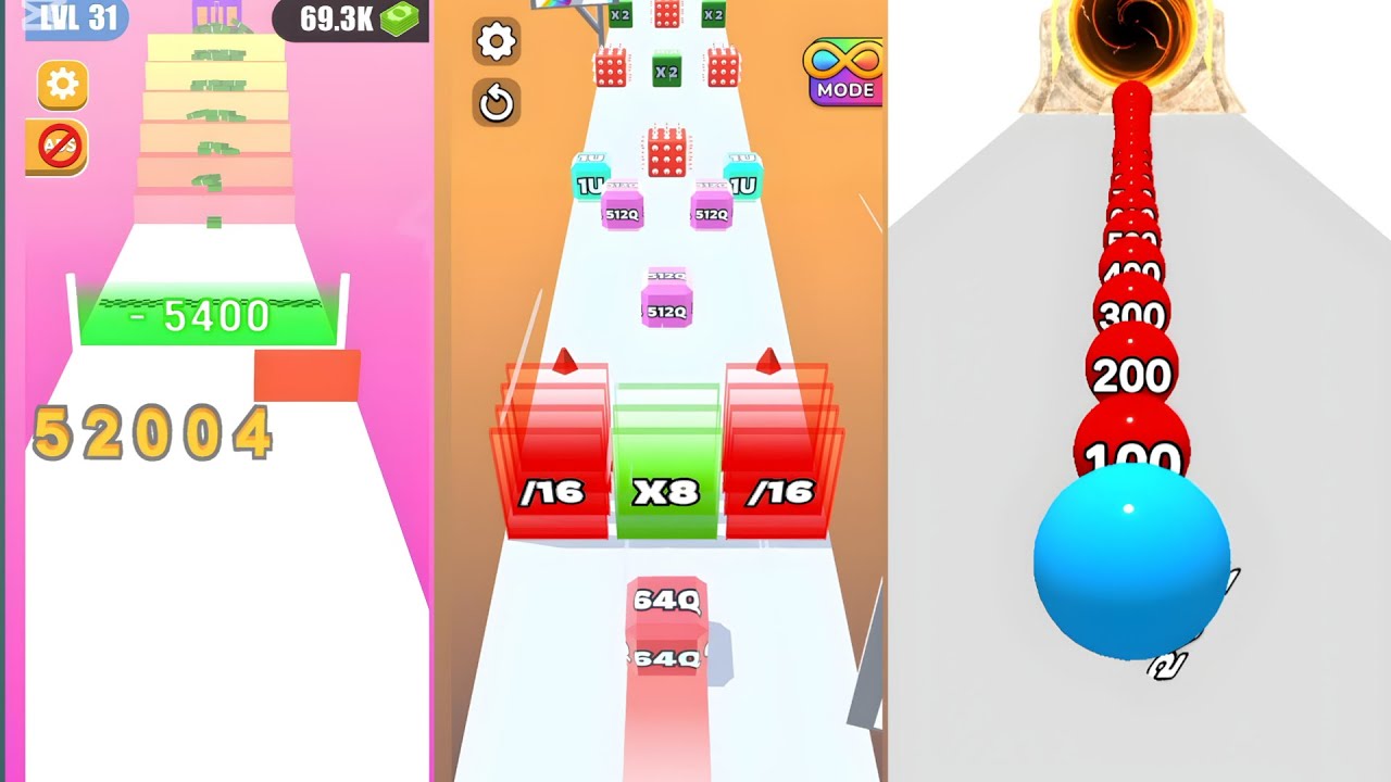 Join Numbers vs Jelly Run 2048 vs Rolling ORB Crash | Max Score 735K vs 32f vs 25K