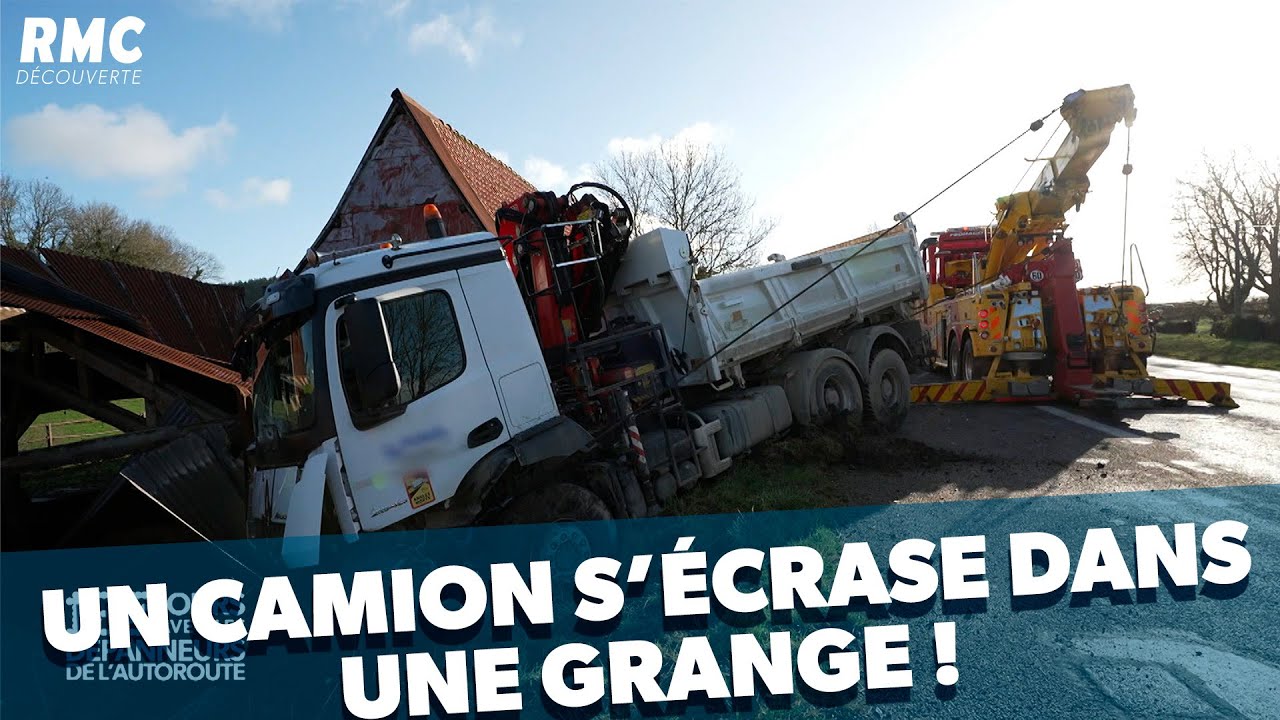 Un camion se retrouve dans une grange !