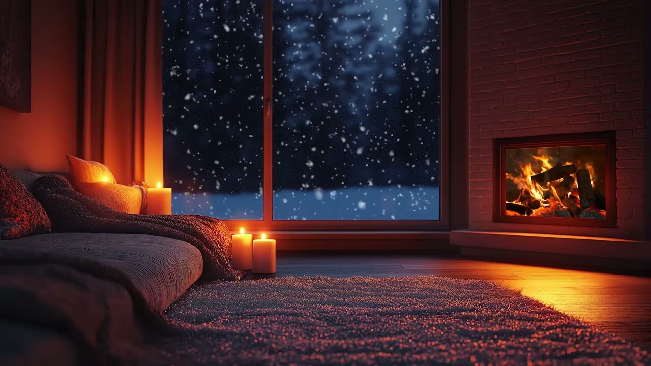 Windy Night Ambience Paired with Fireplace Crackles for Deep Night Relaxation