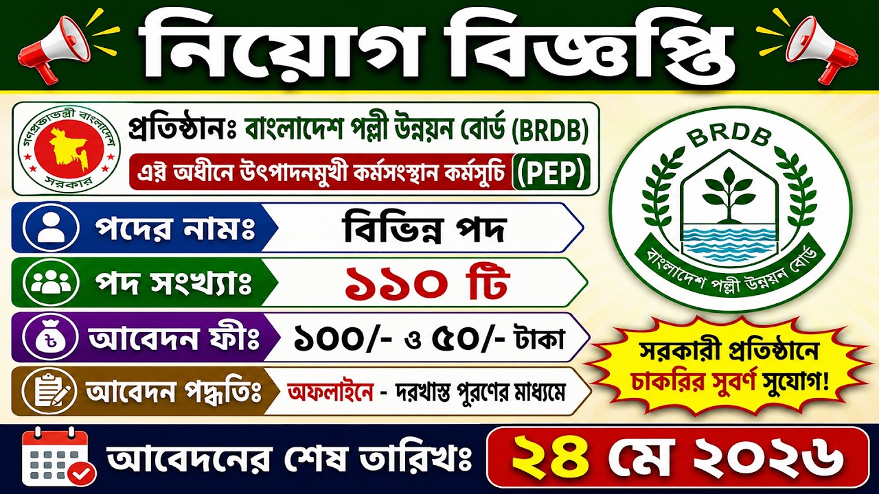Bangladesh Rural Development Board (BRDB) Job Circular 2026 | BRDB Job Circular 2026