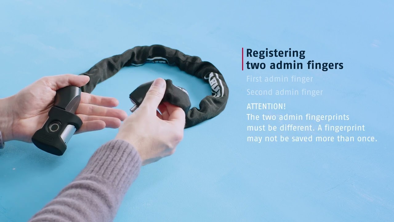 ABUS YARDO 7807F fingerprint chain lock from ABUS | Teach in admin finger