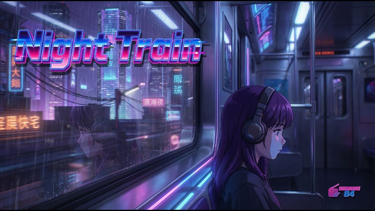 Cyberpunk Train Ride  | Chill Synthwave Night Drive (1.5 Hours Loop)