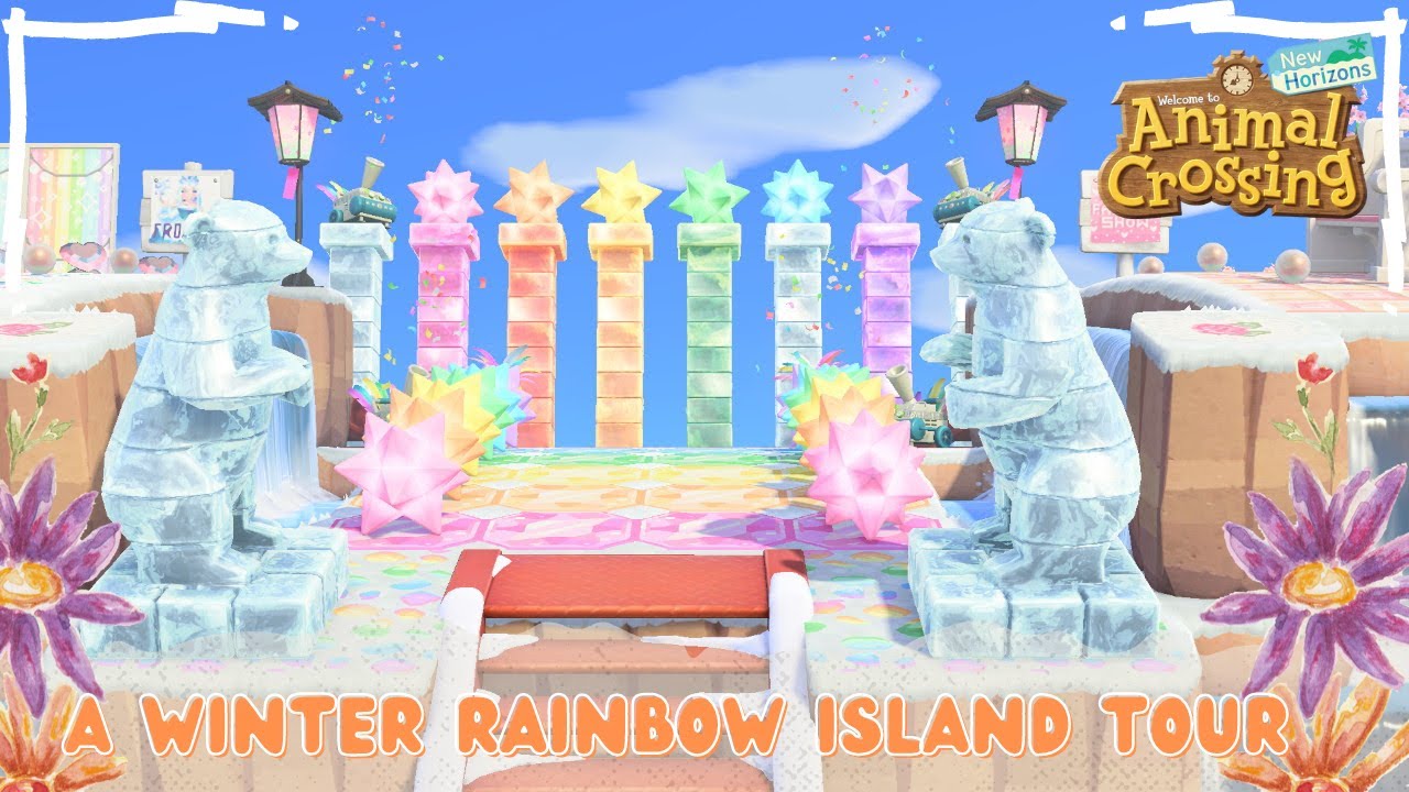 A Rainbow Winter Wonderland Island Tour // Animal Crossing: New Horizons