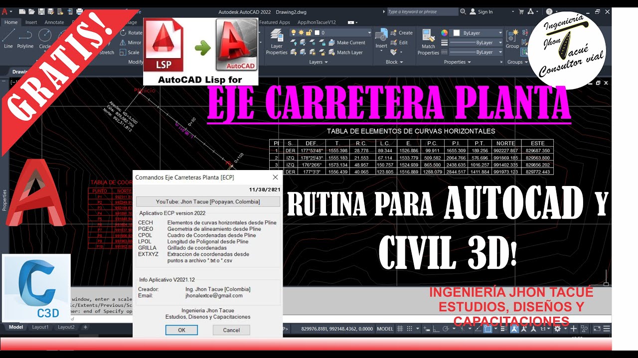 RUTINA ▶️- ECP [EJE CARRETERA PLANTA] ETIQUETADO DE CARRETERAS AUTOCAD