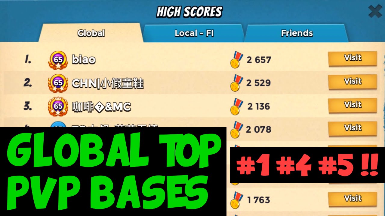 Global Top PVP Bases: Rank #1 #4 #5 Players! ✦ Boom Beach