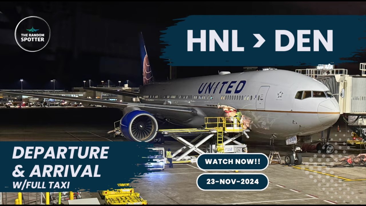 [4K] ✈️ HNL to DEN Red Eye Flight | 777 Takeoff and Landing in 4K