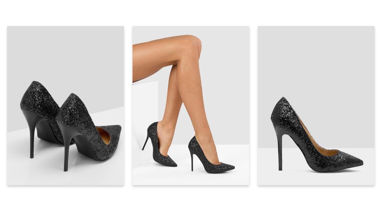 Szpilki Miss Classy Black Glitter High Heels - DeeZee.pl