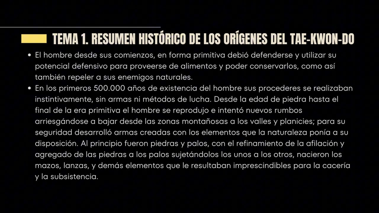 Tema 1. AUDIOLECTURA - Resumen histÓrico de los orígenes del Tae-Kwon-Do