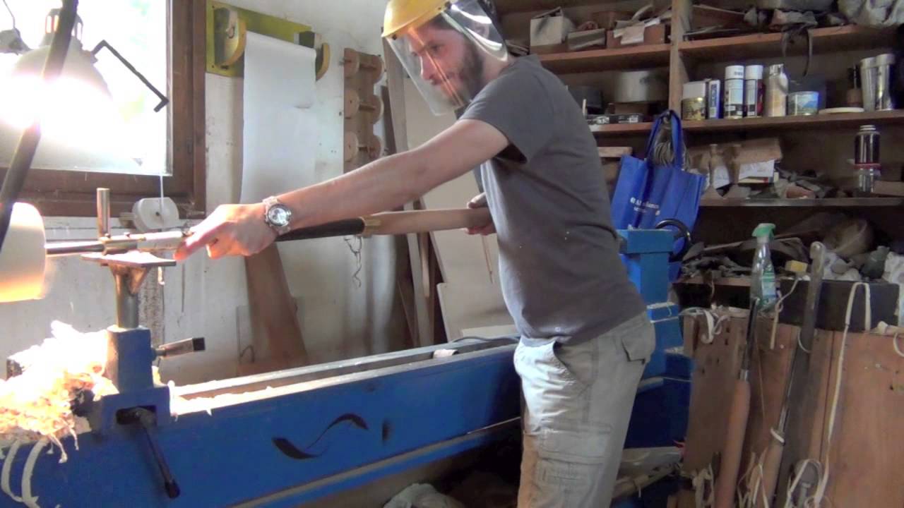 Wood turning an Ash tall vase
