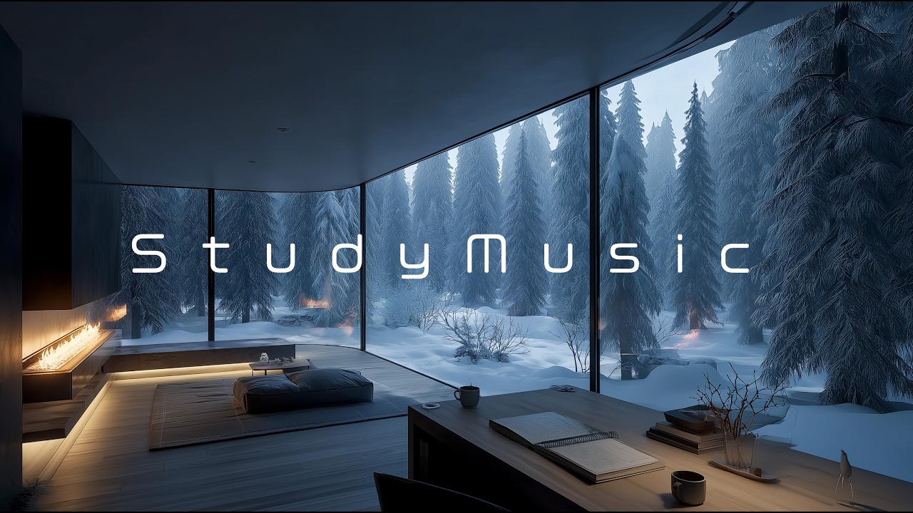 Deep Focus Study Music | Cozy Winter Ambience with Fireplace for Studying & Concentration
