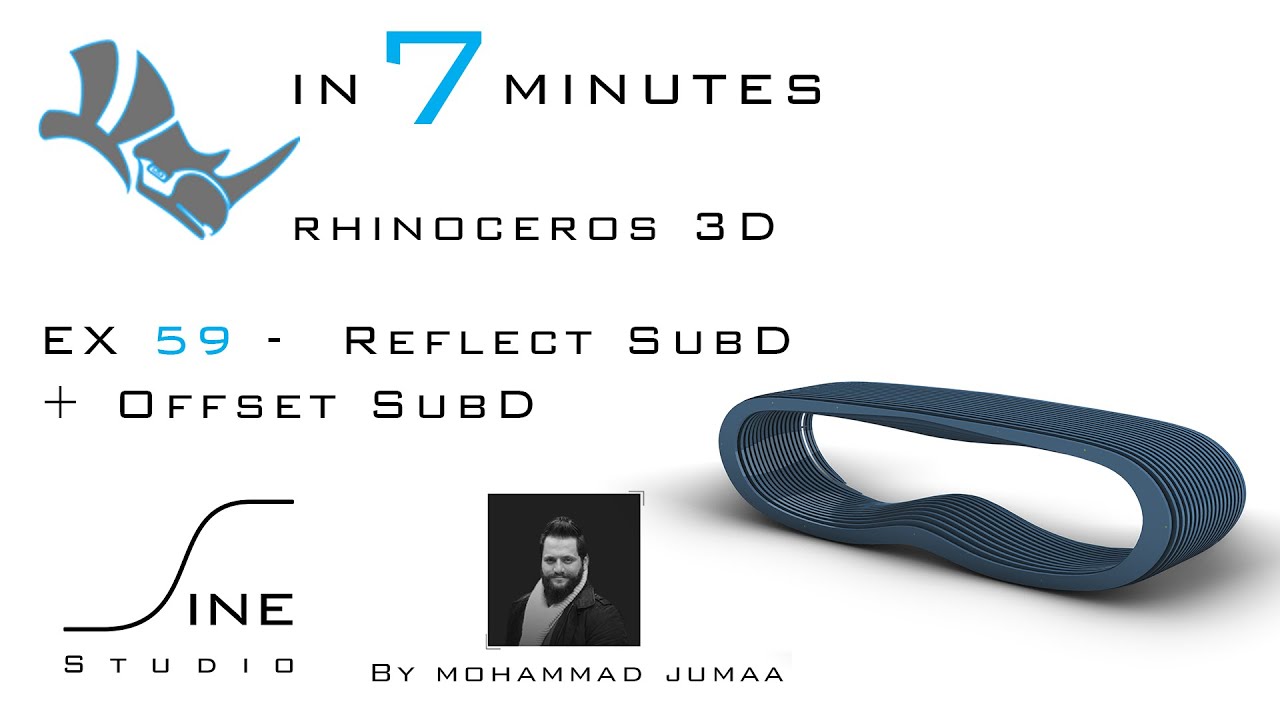 Rhino tutorial in 7 minutes  -  EX 59  -  Reflect SubD + Offset SubD
