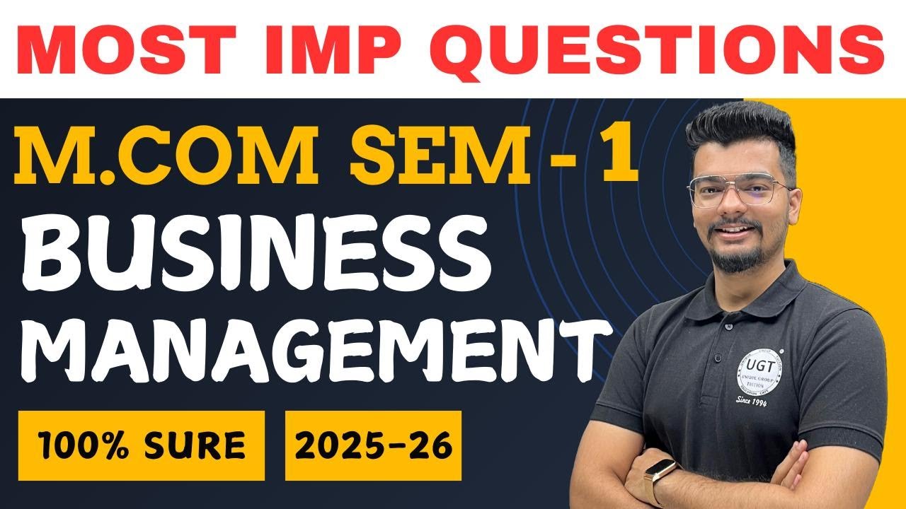 Business Management | Most Important Questions | Paper Pattern | Mcom Sem 1 | UGT