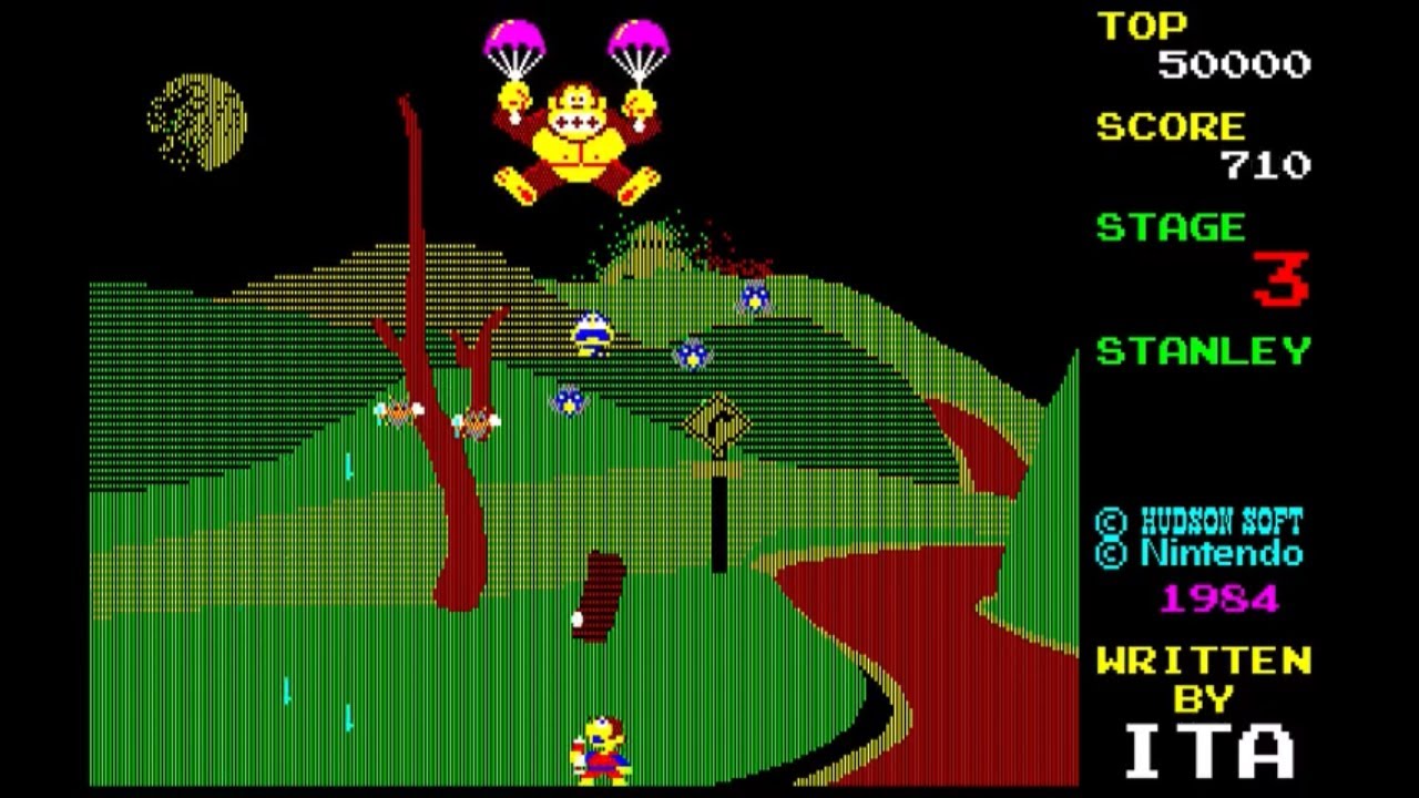 Sharp X1 Game: Donkey Kong 3 - Dai Gyakushuu (1984 Hudson Soft / Nintendo)