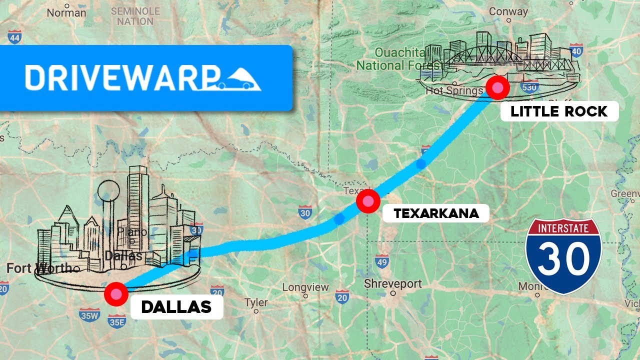 US I30 Dallas Texas to Little Rock Arkansas Driving HyperLapse 4K