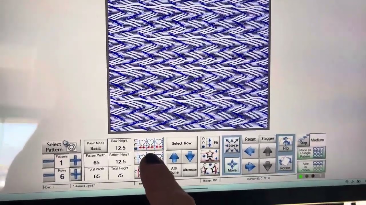Setting up a wide panto design in Quilt Path