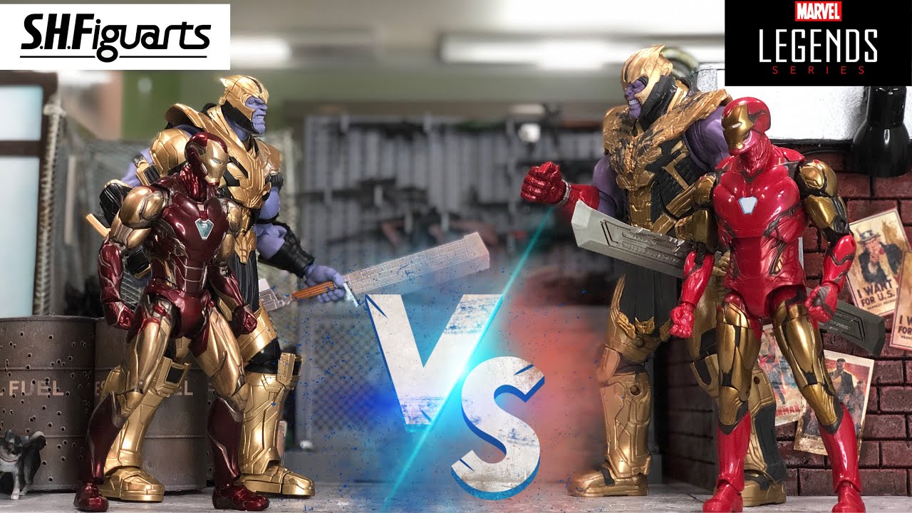 Marvel Legends Infinity Saga and SH Figuarts Iron Man Mark 85 and Thanos Comparison Review