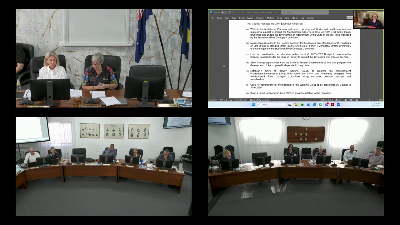 Harvey Council February 2026 Agenda Briefing Session