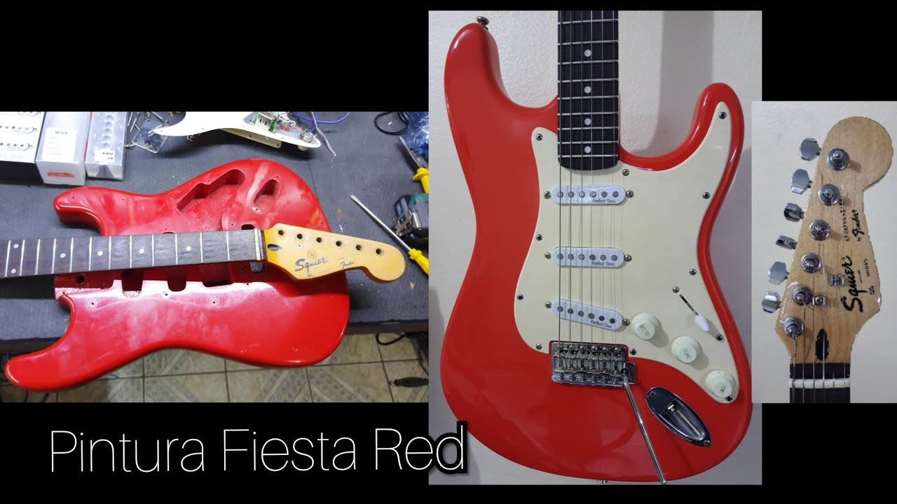 Squier Fender Koreana anos 90 Pintura Fiesta Red + ferragens