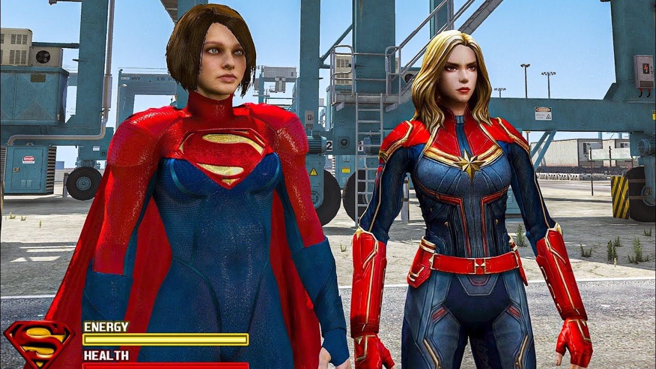 Supergirl vs Captain Marvel - GTA 5 Supergirl mod - CocoBibu